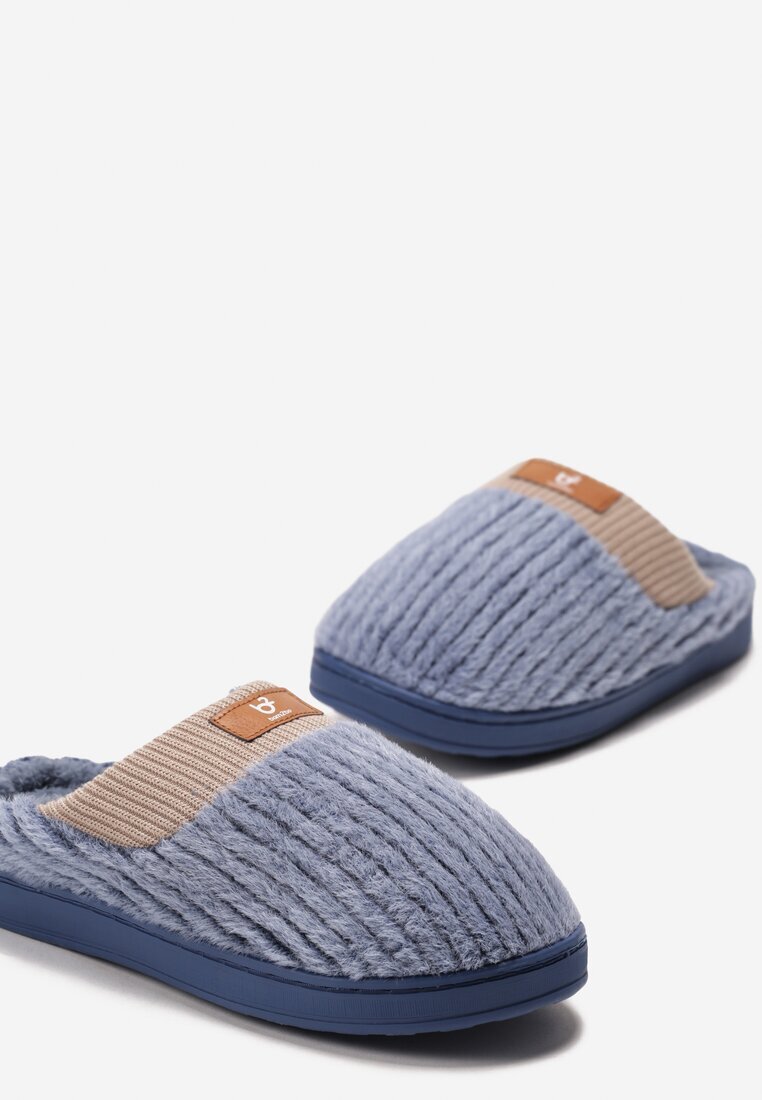  Papuci bleumarin tip slip-on cu talpă plată Tercedes