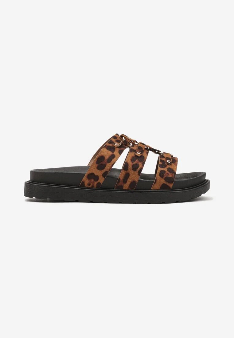  Papuci cu model leopard cu barete și inele metalice Elefona