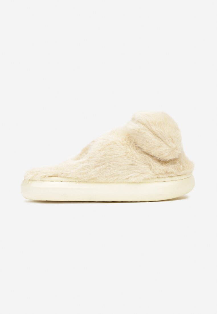  Papuci Galbeni Plati cu Blană Fundă și Ursuleț Metalic Tinariaea