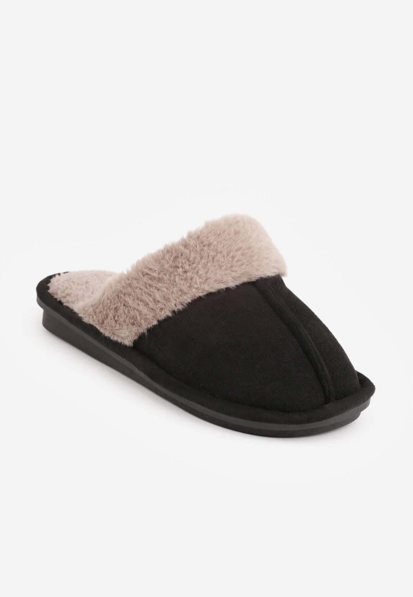  Papuci Negri Clasici slip-on cu blană Selomir