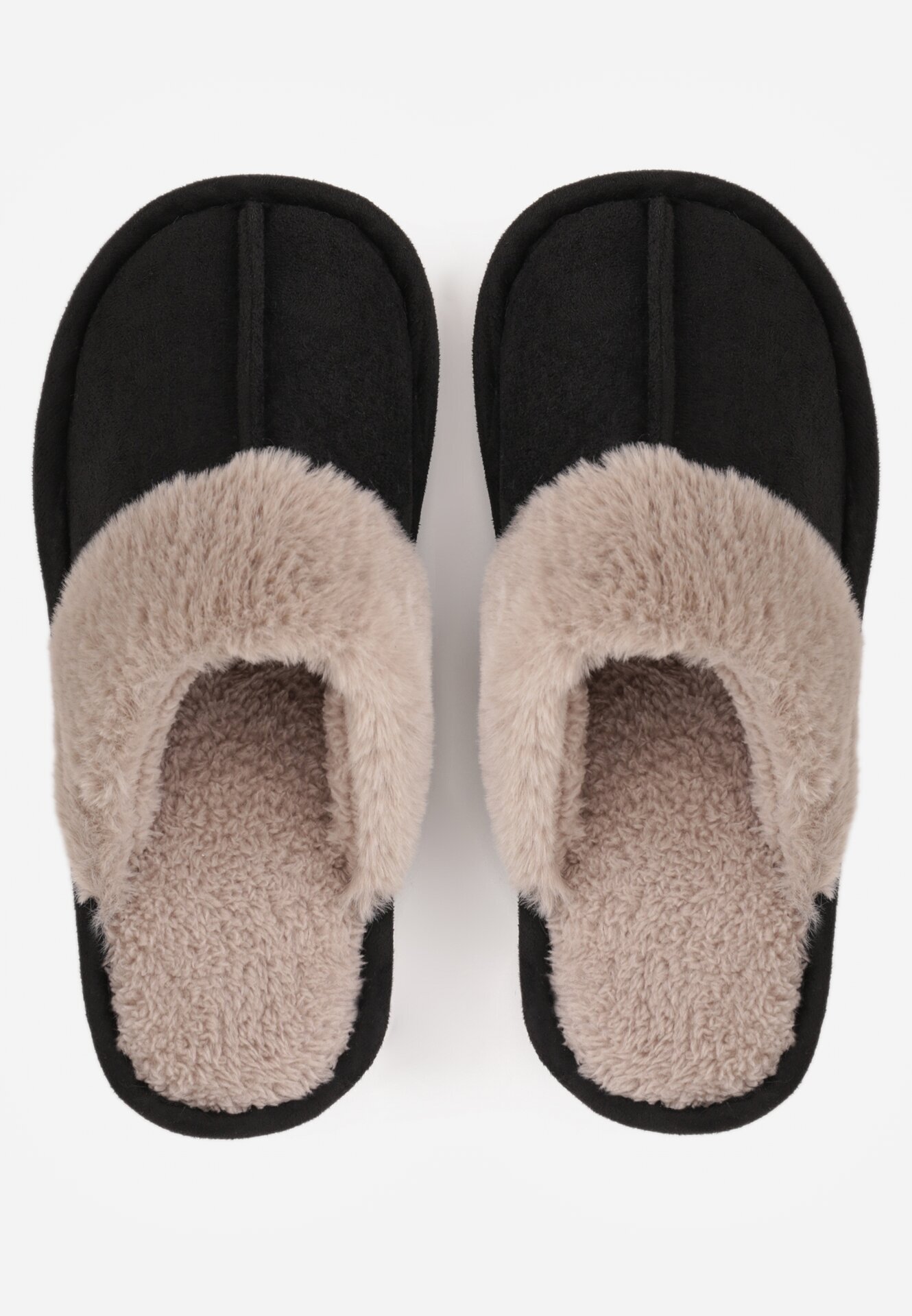  Papuci Negri Clasici slip-on cu blană Selomir