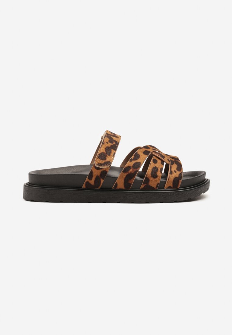  Papuci panteră cu barete decorative tip gladiator cu închidere velcro Hirna
