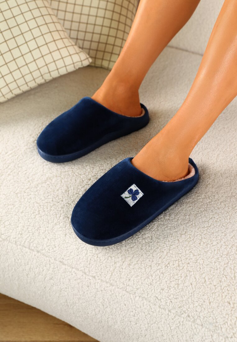  Papuci plați de velur bleumarin Vices Cleiona