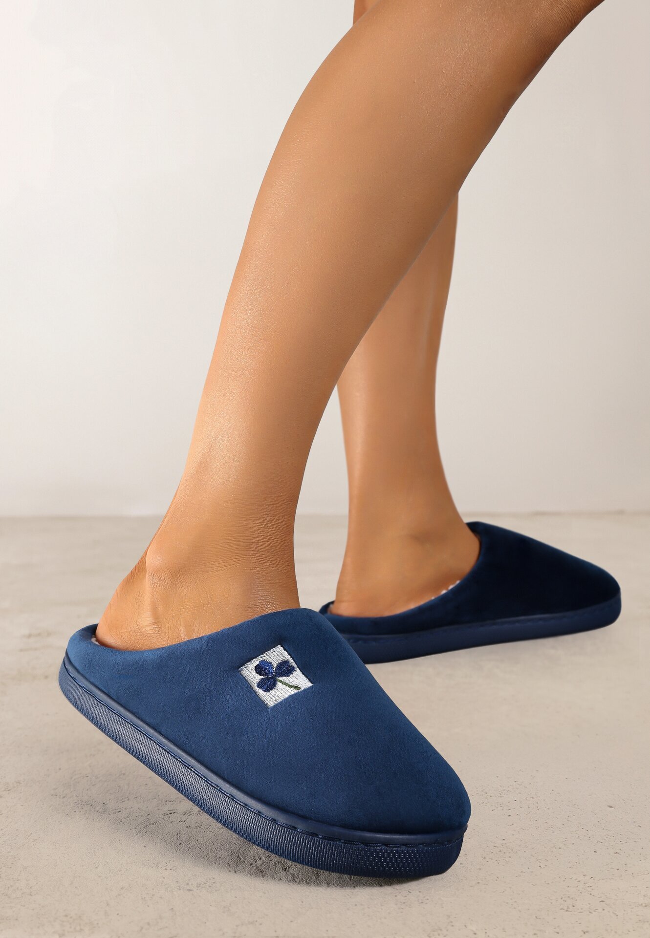  Papuci plați de velur bleumarin Vices Cleiona