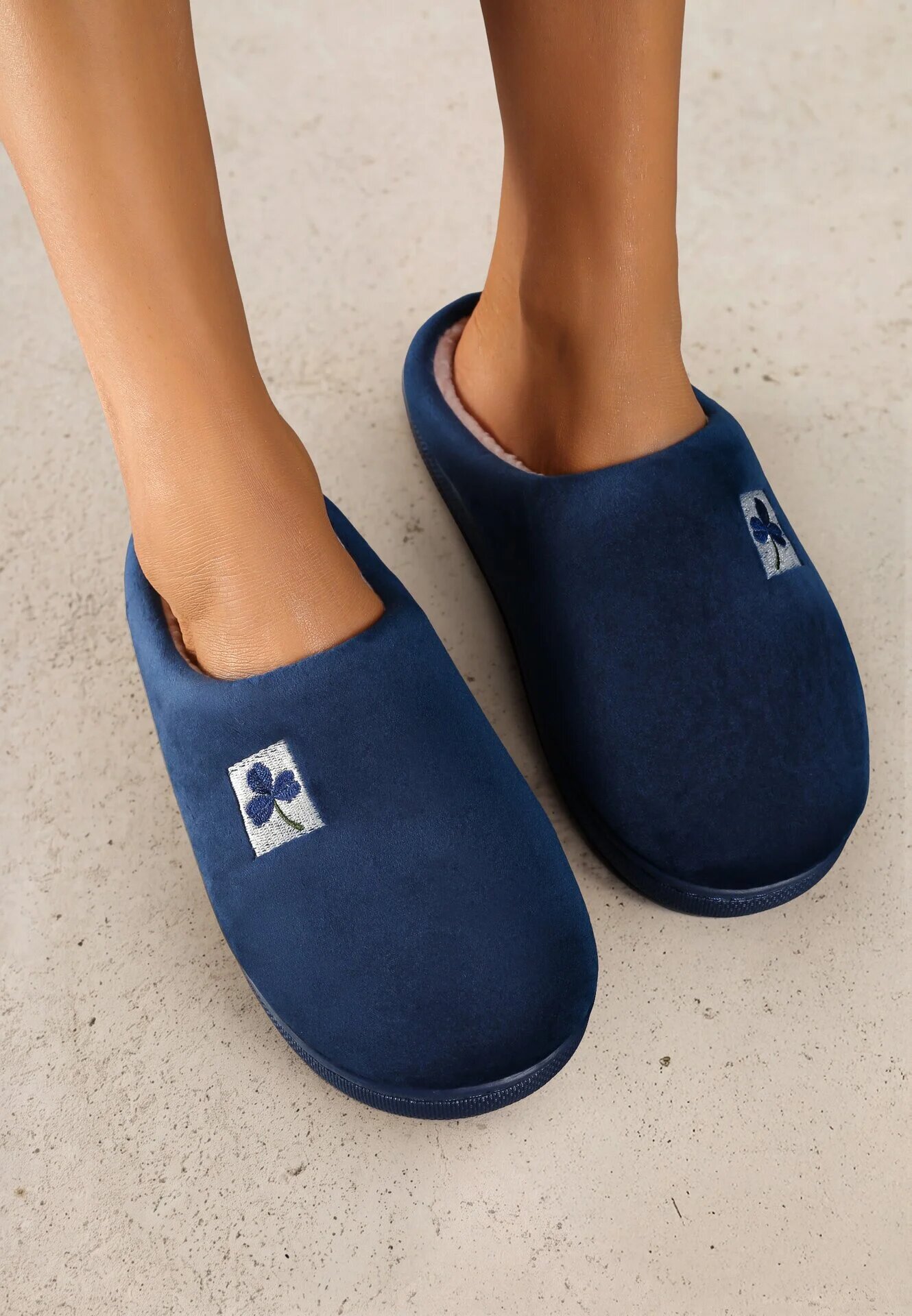  Papuci plați de velur bleumarin Vices Cleiona