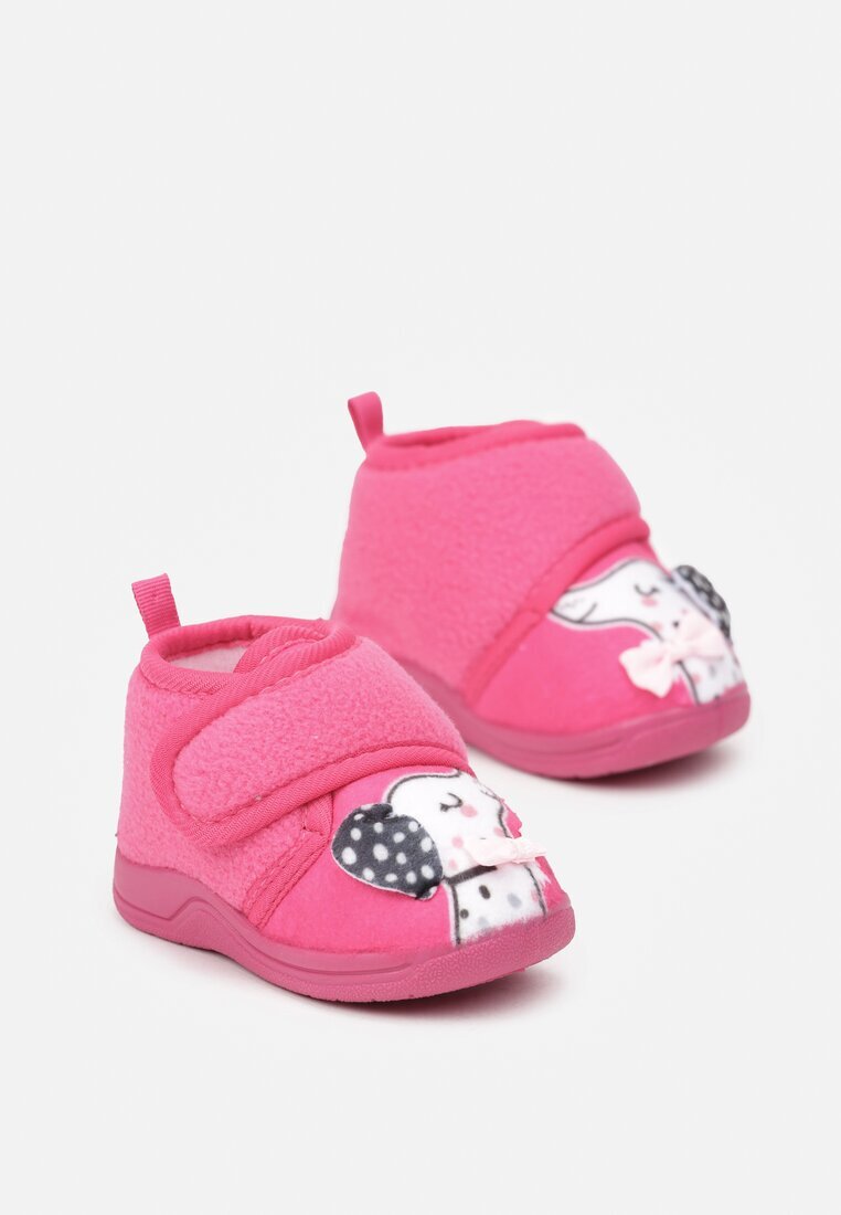  Papuci Plati Fucsia cu motiv de cățeluș decorați cu fundă Sanarilla