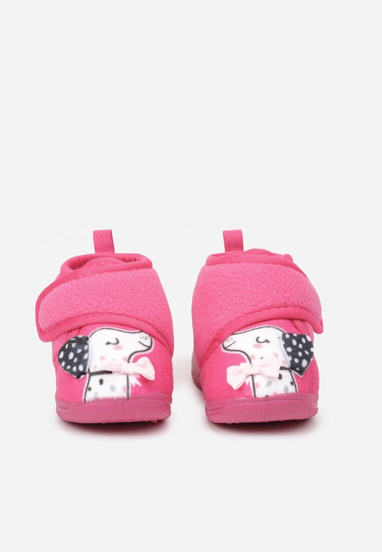  Papuci Plati Fucsia cu motiv de cățeluș decorați cu fundă Sanarilla