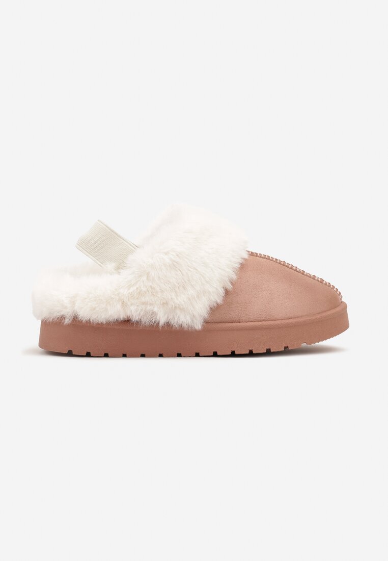  Papuci Roz slip-on cu blăniță și bandă elastică la călcâi Eriyona