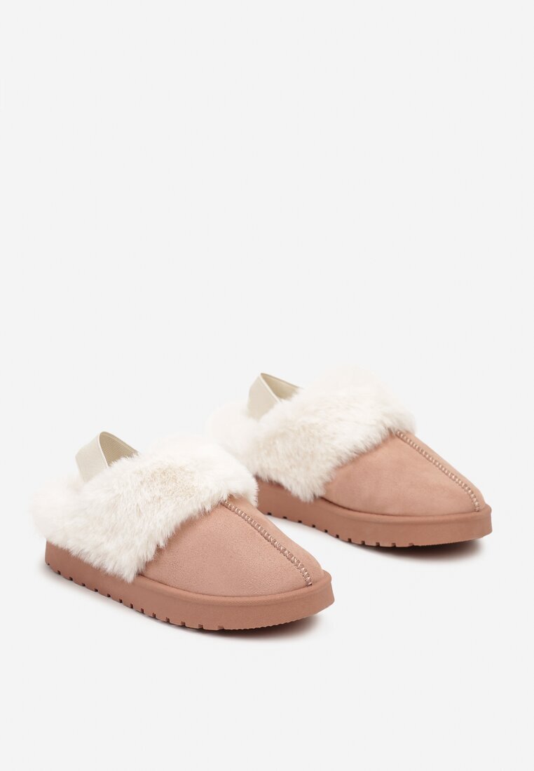  Papuci Roz slip-on cu blăniță și bandă elastică la călcâi Eriyona