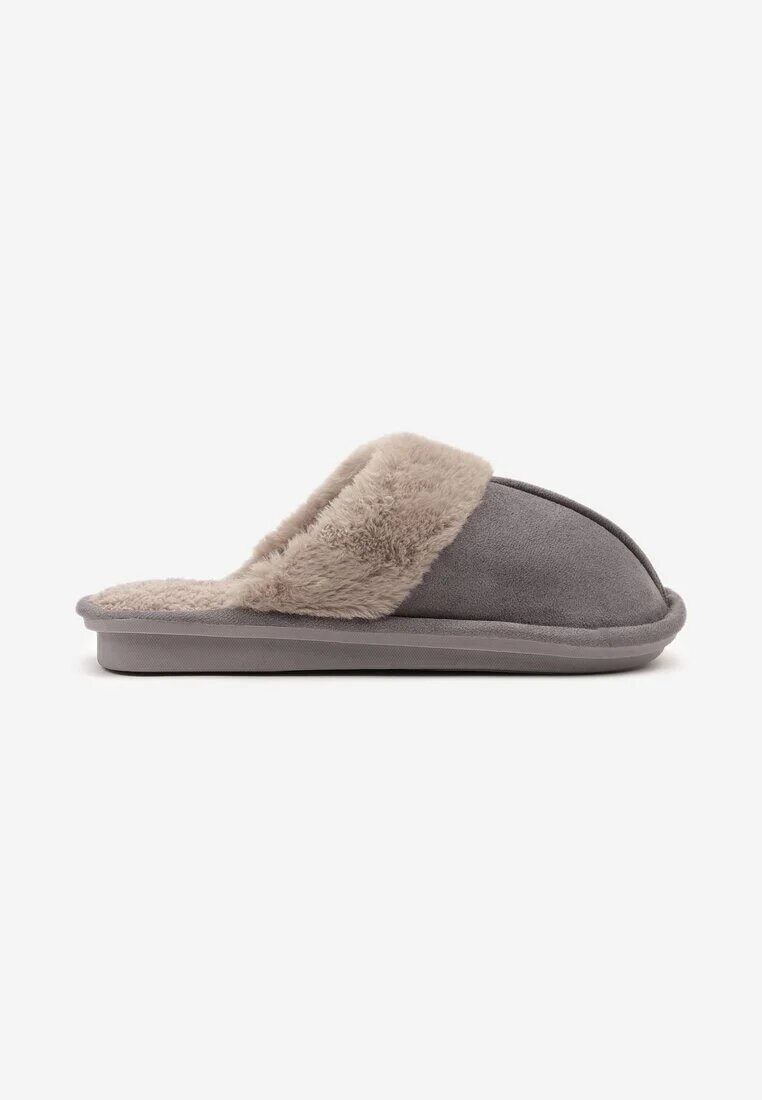  Papuci tip slip-on cu blană Clasici Gri Selomir