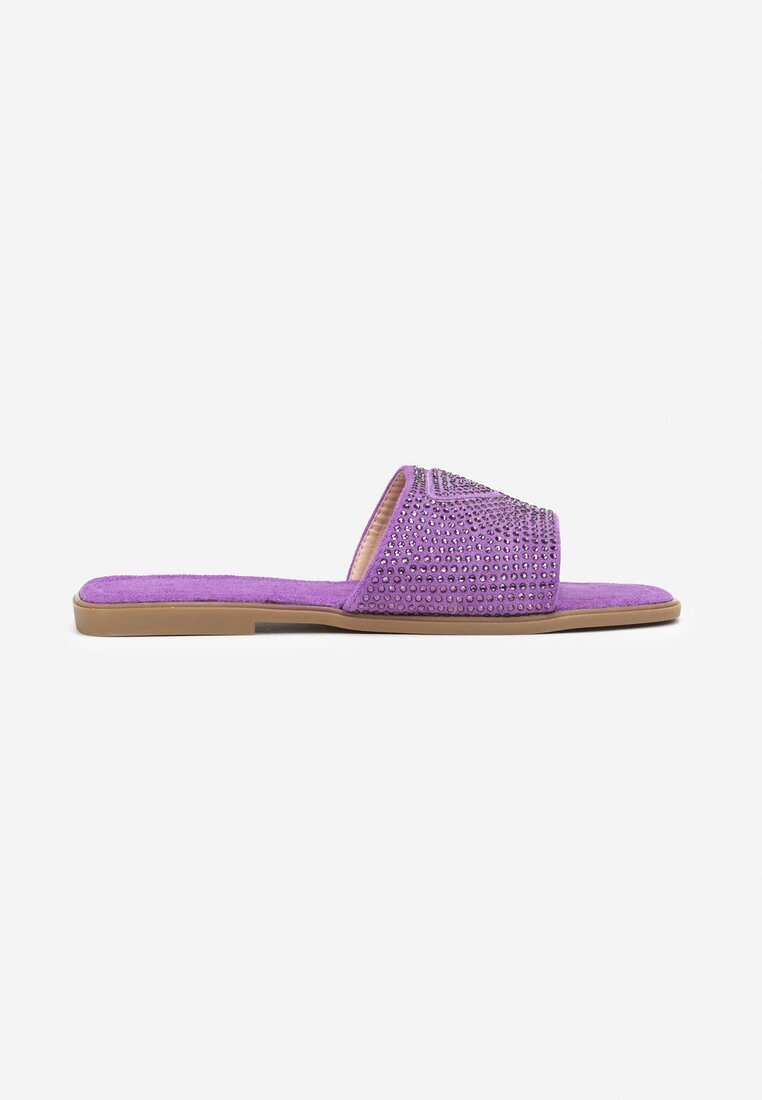  Papuci Violet cu Zircon cu vârf pătrat Gerti
