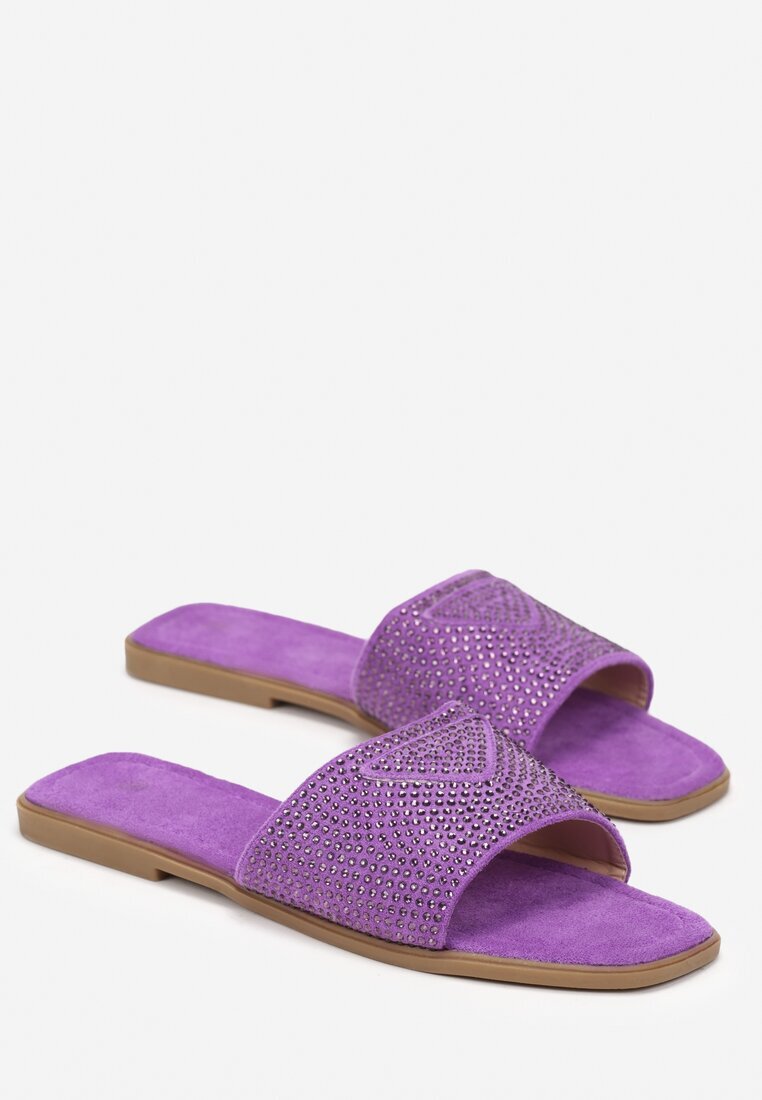  Papuci Violet cu Zircon cu vârf pătrat Gerti