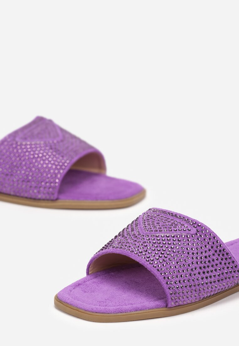  Papuci Violet cu Zircon cu vârf pătrat Gerti
