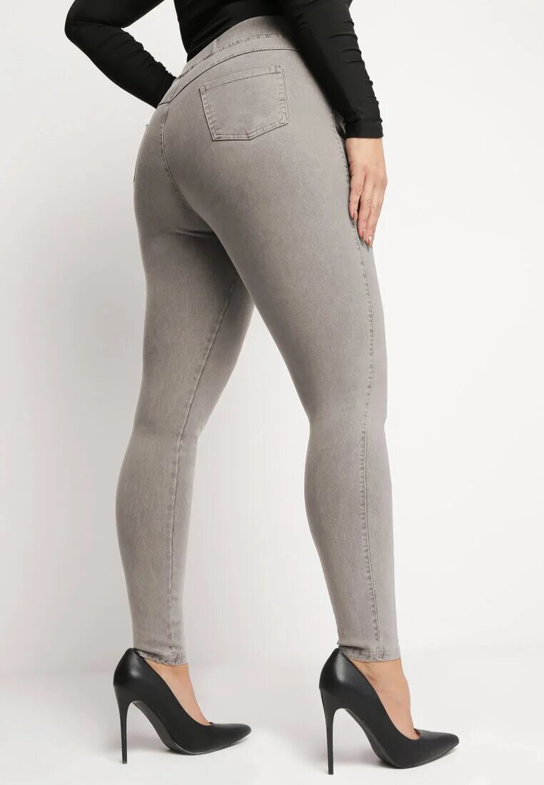 pesail Pantaloni Bej Skinny cu Talie Înaltă Naravatte