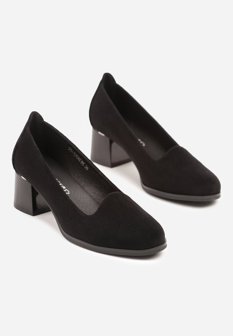 potocki Pantofi cu toc Negre Elegante cu toc gros cu branț din piele Tillivana