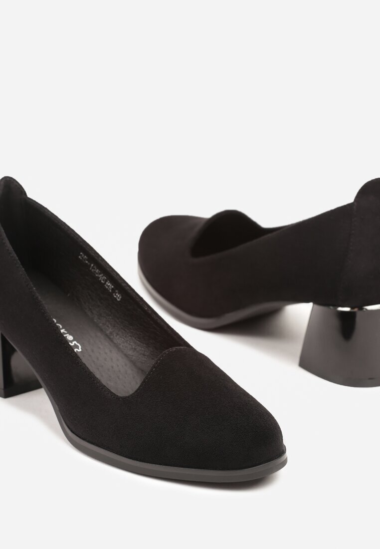 potocki Pantofi cu toc Negre Elegante cu toc gros cu branț din piele Tillivana