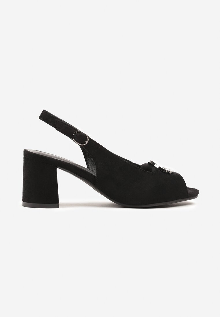potocki Sandale Negre cu Ornament Metalic Tunesse