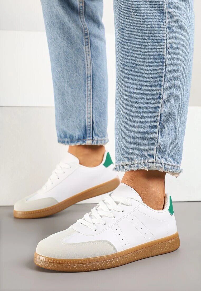 potocki Sneakers Albi în Stil Tenis cu Perforații Reiaris