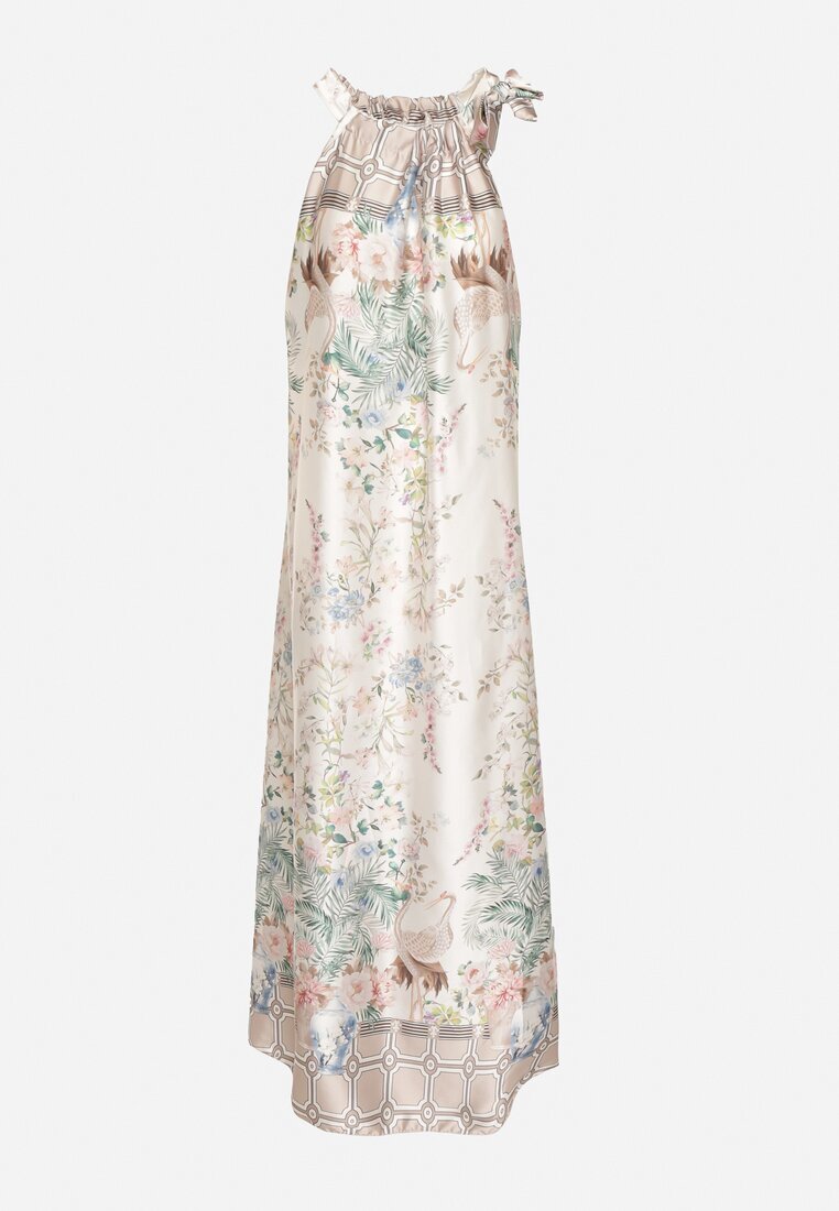 pretty Albă Rochie din satin cu flori cu legătură decorativă Fenasella