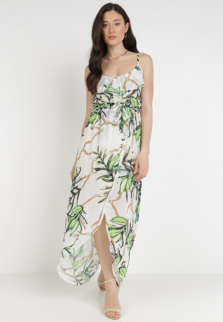 pretty Rochie Albă-Verde Thialcia