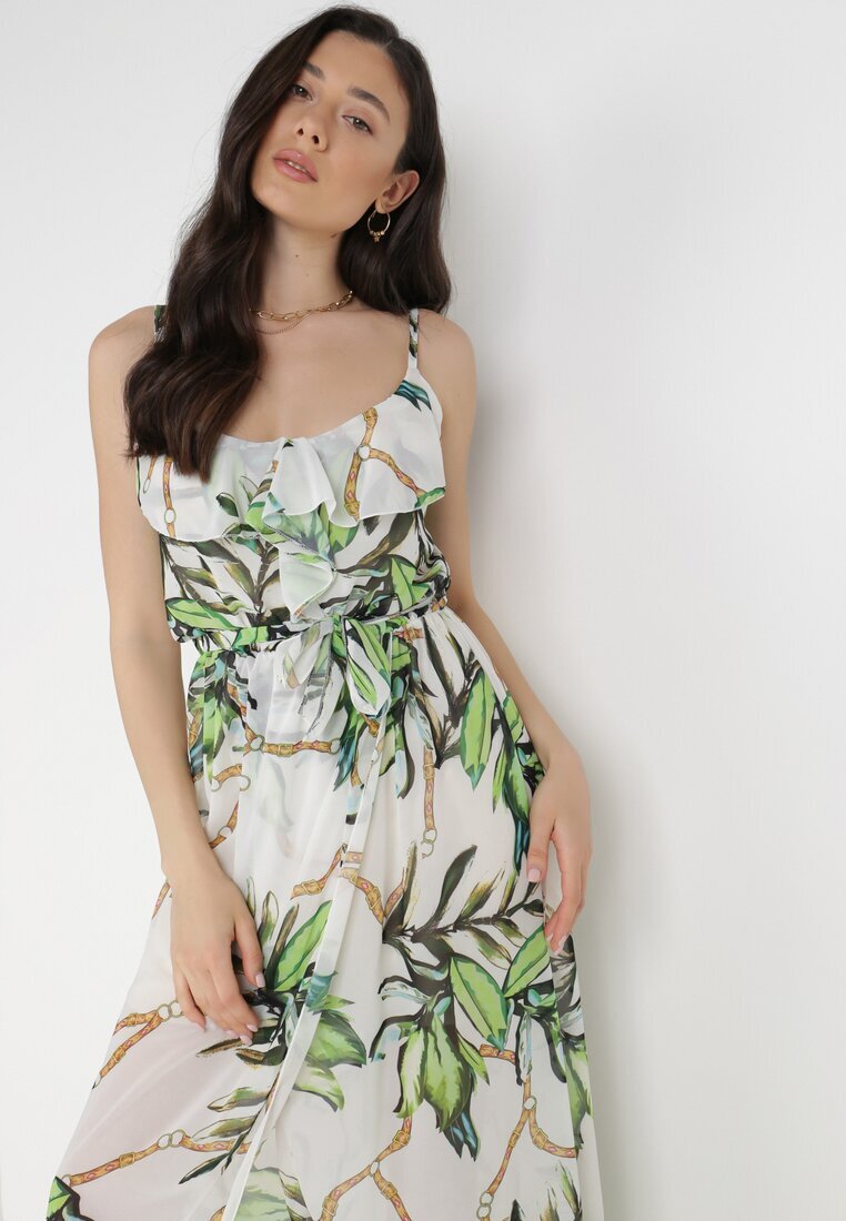 pretty Rochie Albă-Verde Thialcia