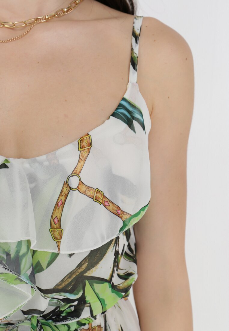 pretty Rochie Albă-Verde Thialcia