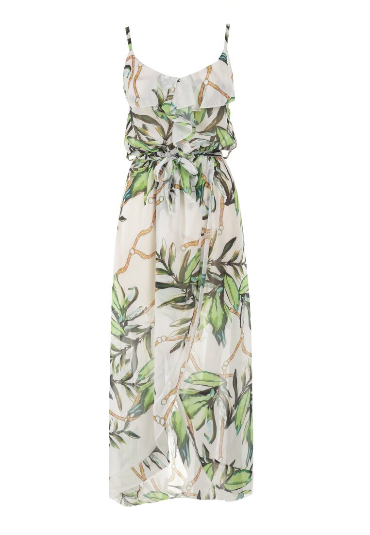 pretty Rochie Albă-Verde Thialcia