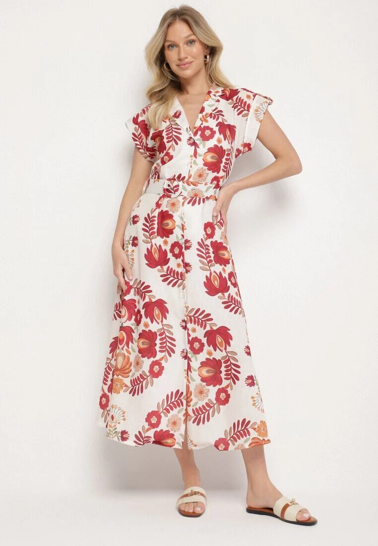pretty Rochie Bordeaux din Vâscoză cu Croială tip Cămașă cu Curea cu Cataramă Nitasiela