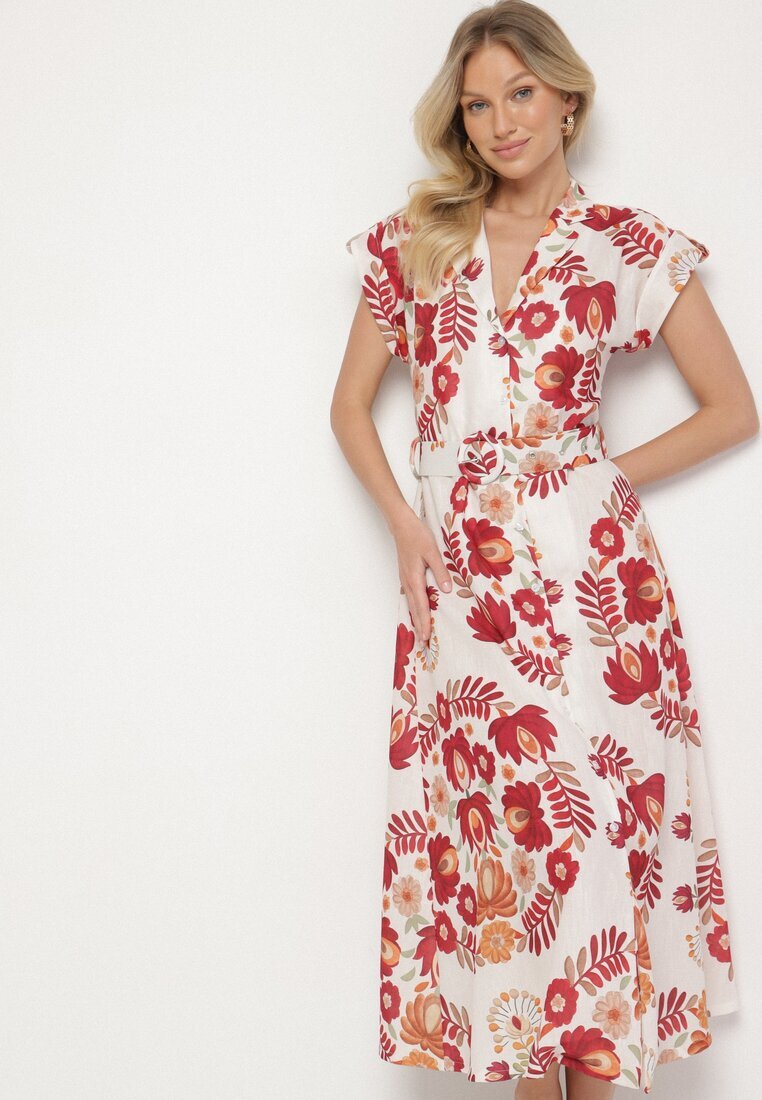 pretty Rochie Bordeaux din Vâscoză cu Croială tip Cămașă cu Curea cu Cataramă Nitasiela