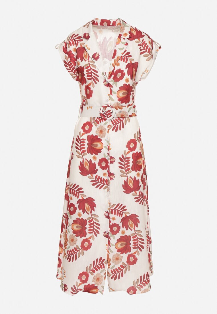 pretty Rochie Bordeaux din Vâscoză cu Croială tip Cămașă cu Curea cu Cataramă Nitasiela