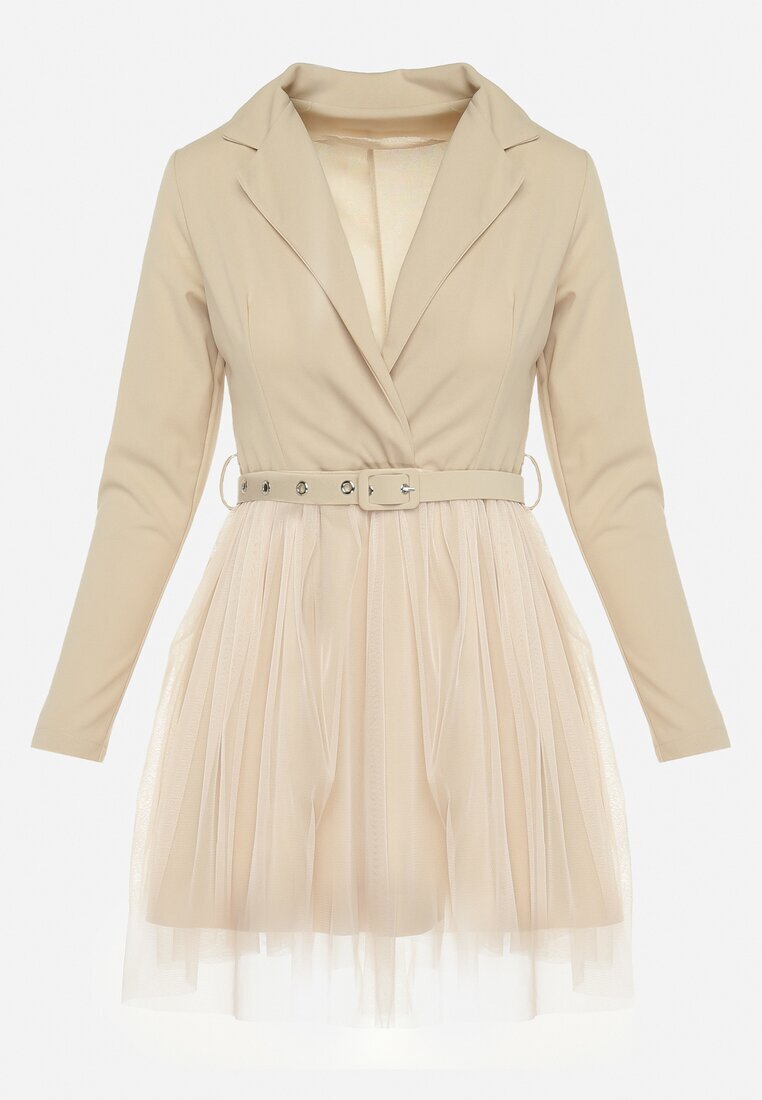 pretty Rochie Mini Petrecută Bej deschis cu Curea și Tul la Tiv Anaida