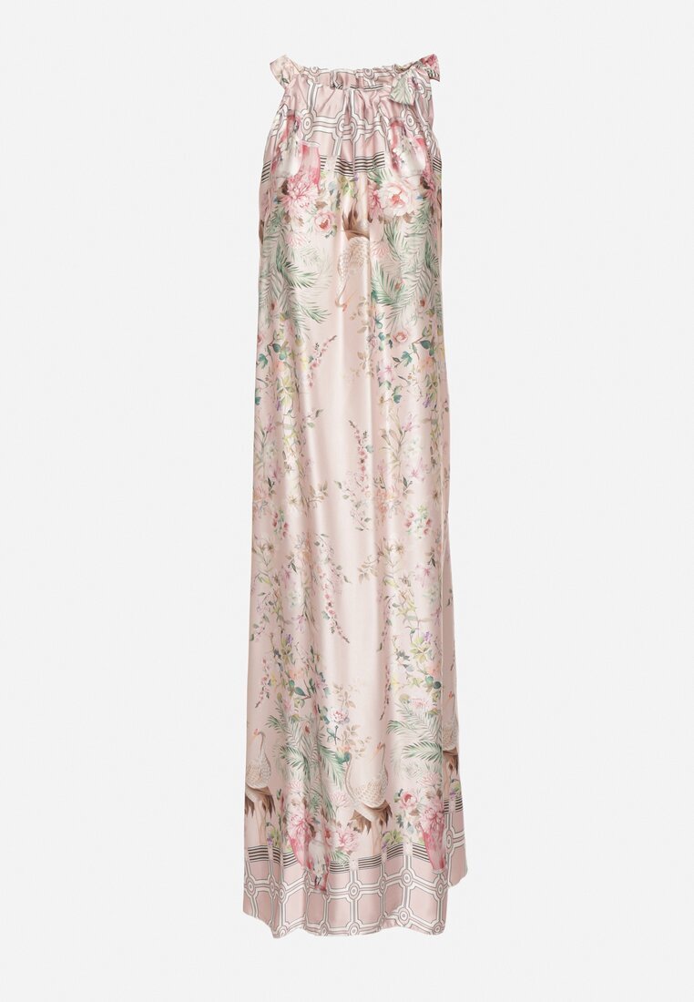 pretty Rochie roz deschis din satin cu flori cu legătură decorativă Fenasella