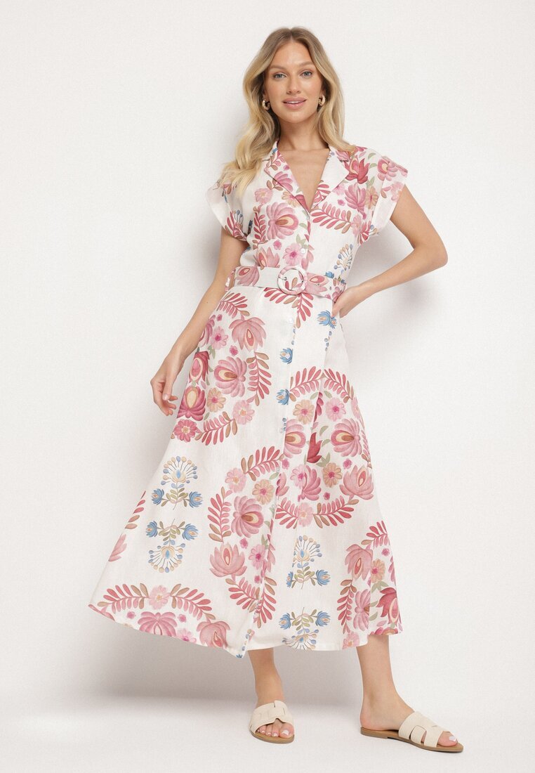 pretty Rochie Rozalie cu viscoză stil cămașă cu curea cu cataramă Nitasiela