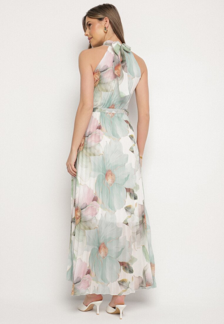 pretty Rochie Verde cu Pliuri cu Legătură și Curea cu Cataramă Nitenna