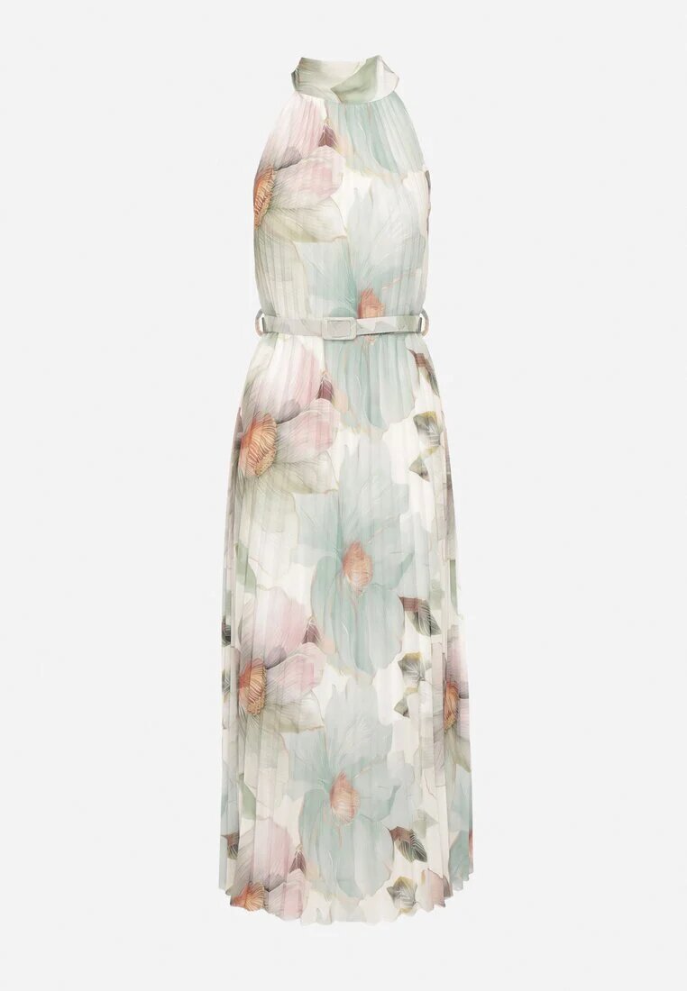 pretty Rochie Verde cu Pliuri cu Legătură și Curea cu Cataramă Nitenna
