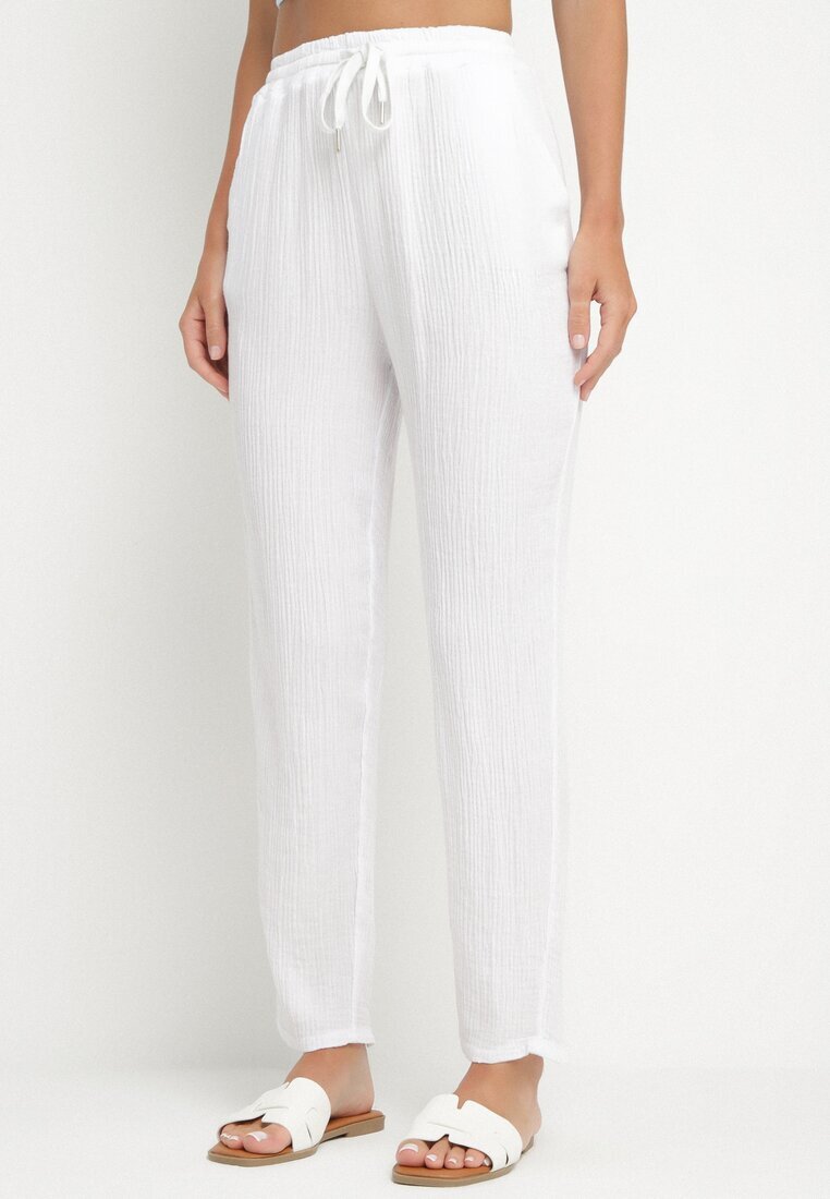 pretty Set alb din muselină de bumbac Cămașă cu Mâneci Reglabile și Pantaloni Janilene
