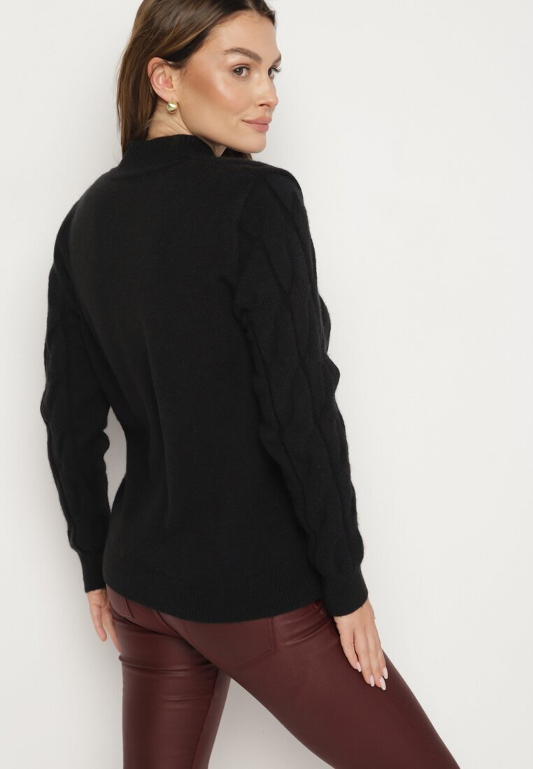  Pulover Negru Clasic cu Model Decorativ Aliissa