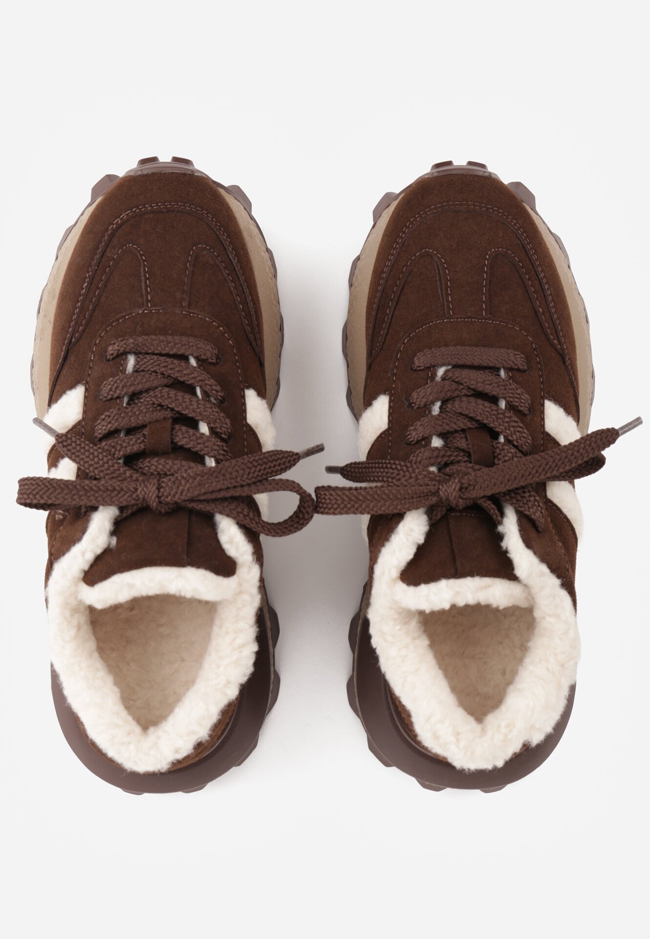 purlina Sneakers izolați cu blană artificială pe talpă masivă Aceria Maro
