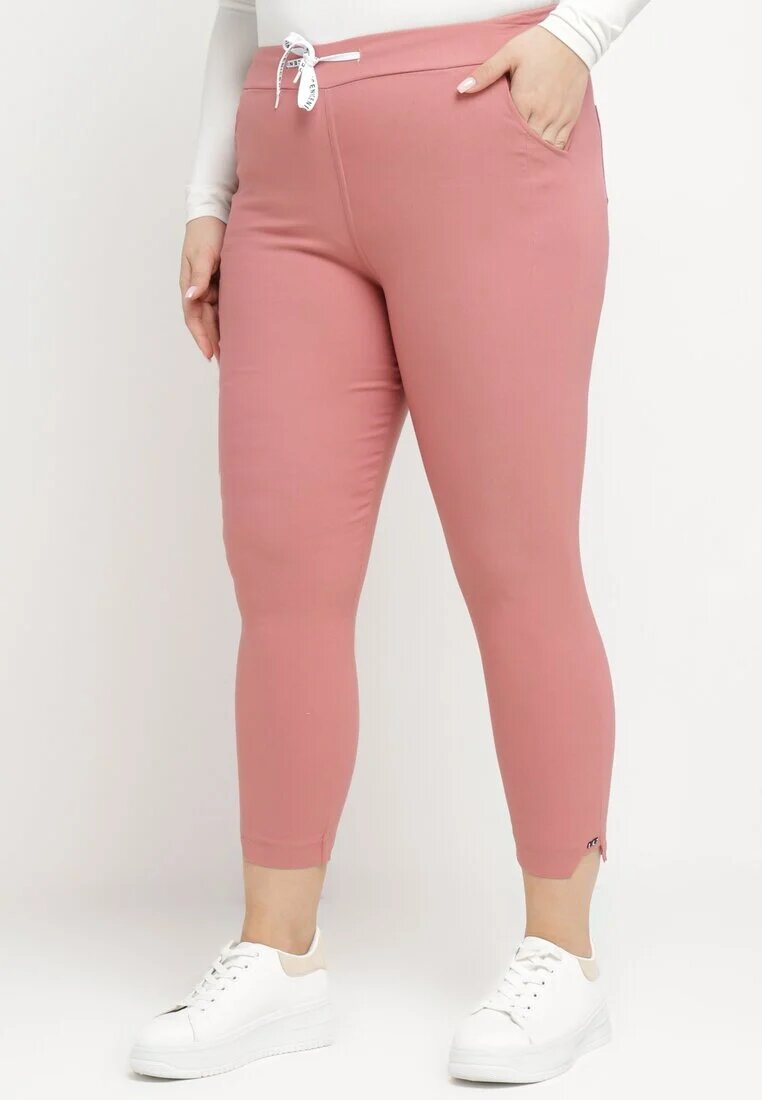 queene Pantaloni roz închis High Waist cu șnur la talie Istmena
