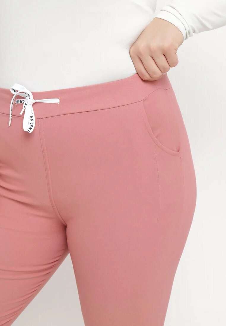 queene Pantaloni roz închis High Waist cu șnur la talie Istmena