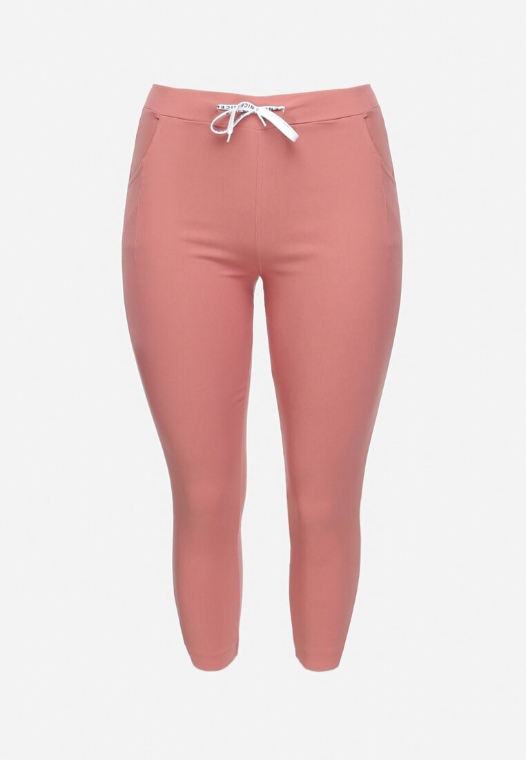 queene Pantaloni roz închis High Waist cu șnur la talie Istmena