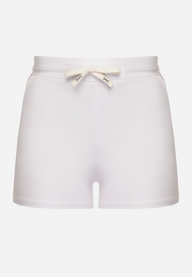 queene Pantaloni scurți albi din bumbac decorați cu șnur Liralise