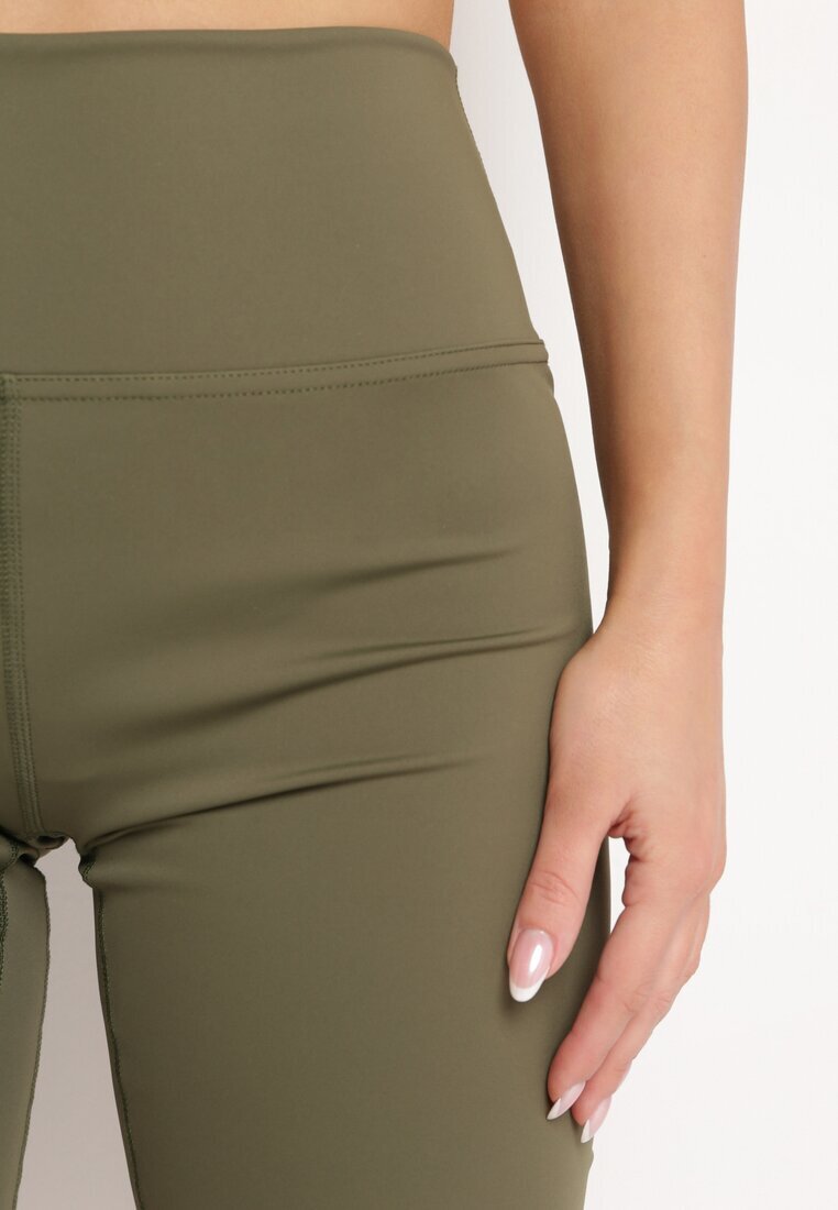 queene Pantaloni scurți ciclistă Verde închis elastici mulați cu talie înaltă Manesima