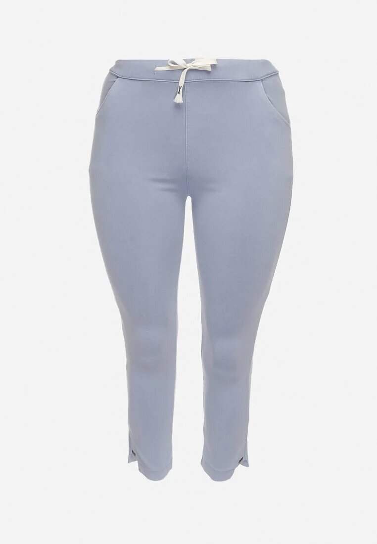 queene Pantaloni Skinny albastru deschis cu șnur în talie și buzunare Irfana