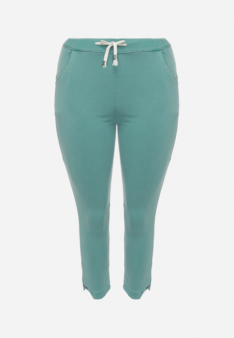 queene Pantaloni Verde deschis Skinny cu șnur în talie și buzunare Irfana