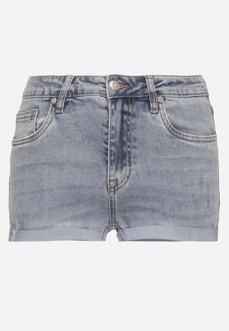 r.display Pantaloni scurți din denim albaștri cu rupturi și talie înaltă Nirefea