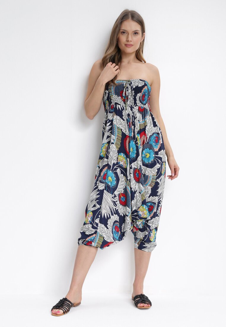 r&f fashion Bluză Bleumarin 3-în-1 Salopetă și Pantaloni cu Imprimeu Floral Floressa