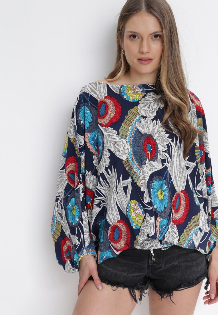 r&f fashion Bluză Bleumarin 3-în-1 Salopetă și Pantaloni cu Imprimeu Floral Floressa