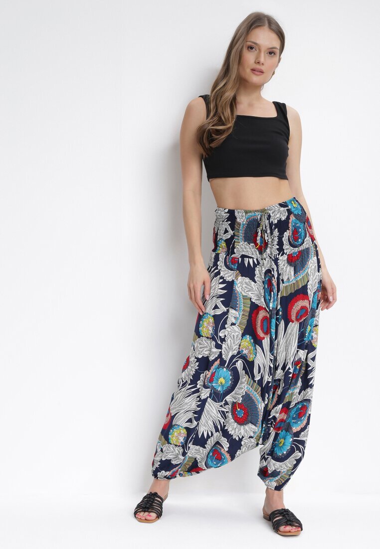 r&f fashion Bluză Bleumarin 3-în-1 Salopetă și Pantaloni cu Imprimeu Floral Floressa