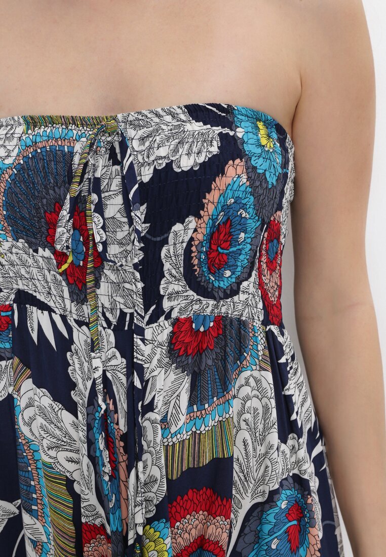 r&f fashion Bluză Bleumarin 3-în-1 Salopetă și Pantaloni cu Imprimeu Floral Floressa